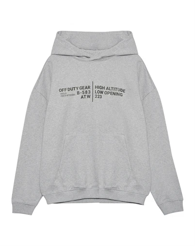 Halo - Graphic Boxy Hoodie - Light Grey Melange